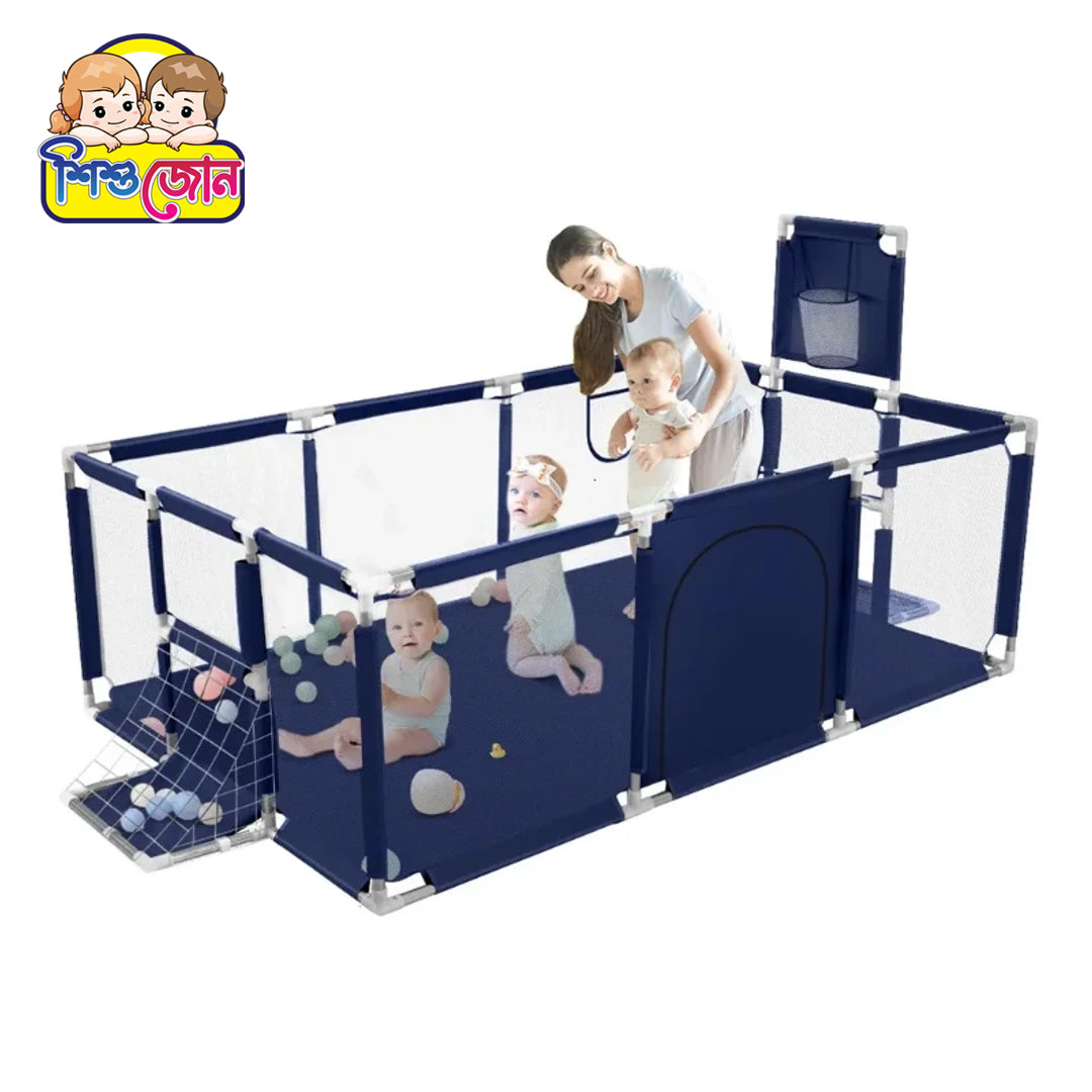Baby Safety Playpen with Basketball Hoop & Ball Pool