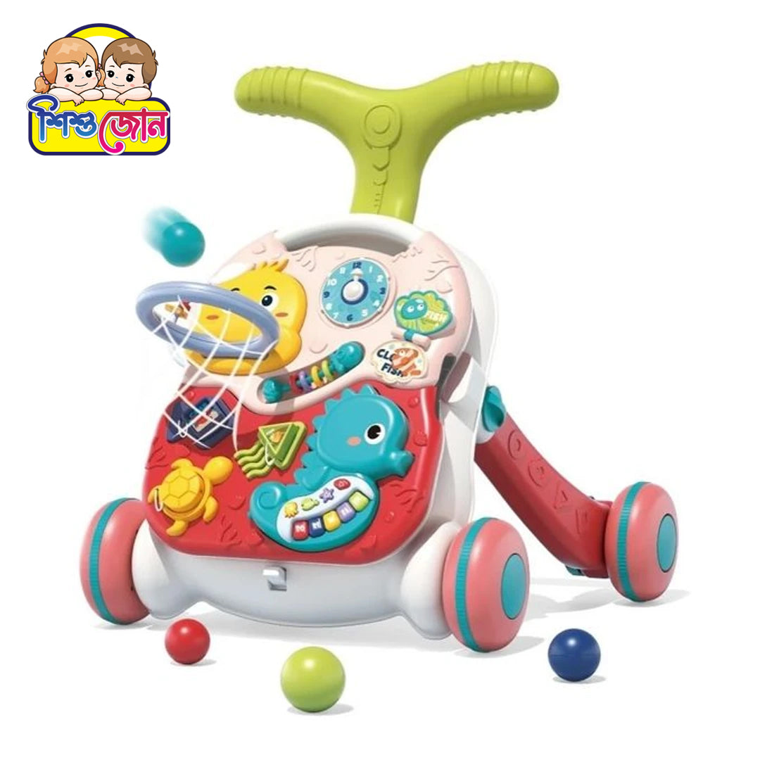 Tiibaby 3 In 1 মিউজিক্যাল স্ট্রলার, পুশ ওয়াকার, গেম টেবিল ও গেম বোর্ড