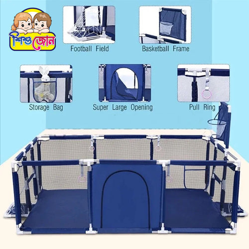 Baby Safety Playpen with Basketball Hoop & Ball Pool